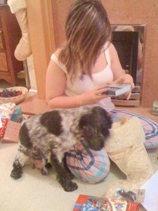 Rebecca opening presents